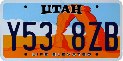 UT license plate Y538ZB