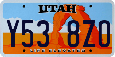UT license plate Y538ZO