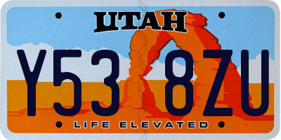 UT license plate Y538ZU