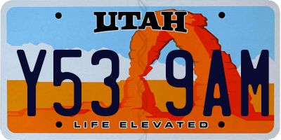 UT license plate Y539AM