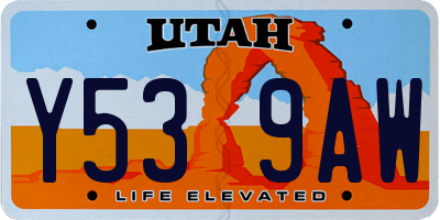 UT license plate Y539AW