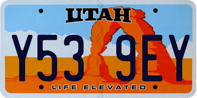 UT license plate Y539EY