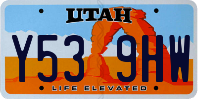UT license plate Y539HW