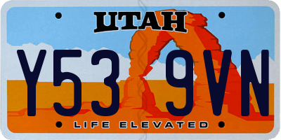 UT license plate Y539VN