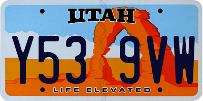 UT license plate Y539VW