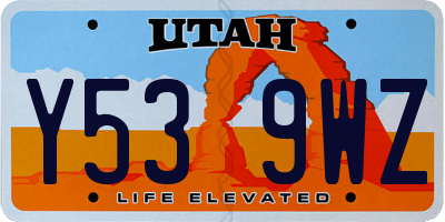 UT license plate Y539WZ