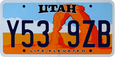 UT license plate Y539ZB