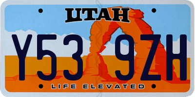 UT license plate Y539ZH