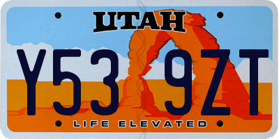 UT license plate Y539ZT