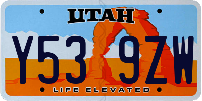 UT license plate Y539ZW
