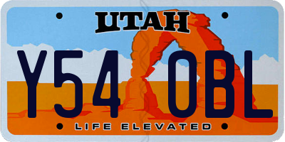 UT license plate Y540BL