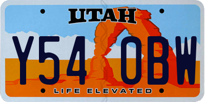 UT license plate Y540BW