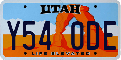 UT license plate Y540DE