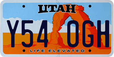 UT license plate Y540GH