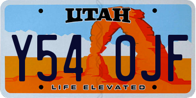 UT license plate Y540JF