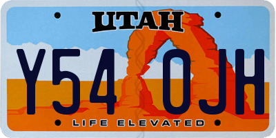 UT license plate Y540JH