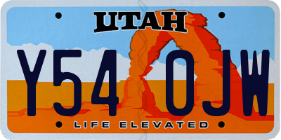 UT license plate Y540JW