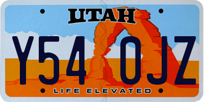 UT license plate Y540JZ