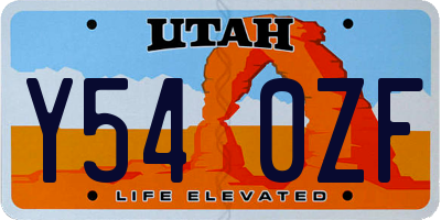 UT license plate Y540ZF