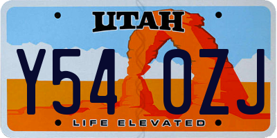 UT license plate Y540ZJ