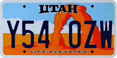 UT license plate Y540ZW