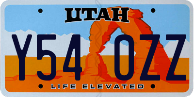 UT license plate Y540ZZ