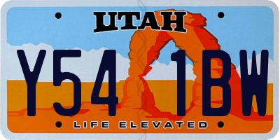 UT license plate Y541BW
