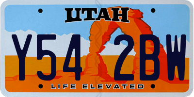 UT license plate Y542BW