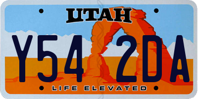 UT license plate Y542DA