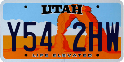UT license plate Y542HW
