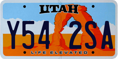 UT license plate Y542SA