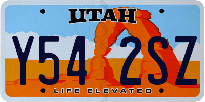 UT license plate Y542SZ