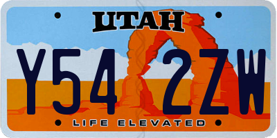 UT license plate Y542ZW