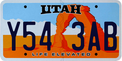 UT license plate Y543AB