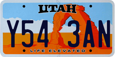 UT license plate Y543AN