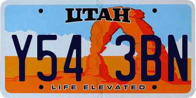 UT license plate Y543BN