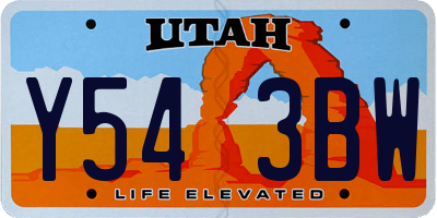 UT license plate Y543BW