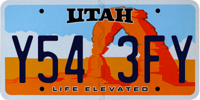 UT license plate Y543FY