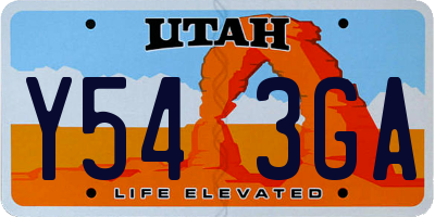 UT license plate Y543GA
