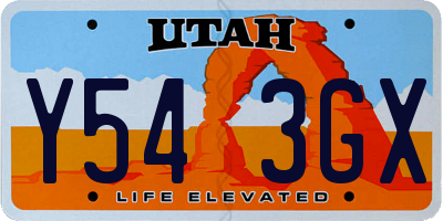 UT license plate Y543GX