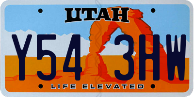 UT license plate Y543HW