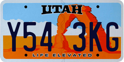 UT license plate Y543KG