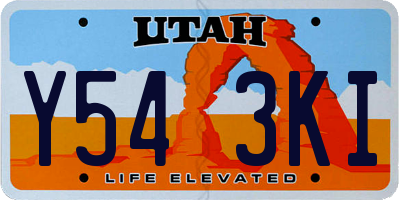 UT license plate Y543KI