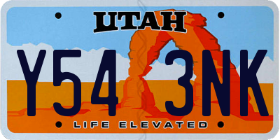 UT license plate Y543NK