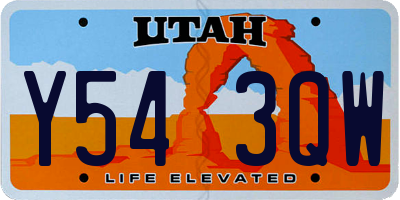 UT license plate Y543QW