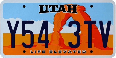 UT license plate Y543TV
