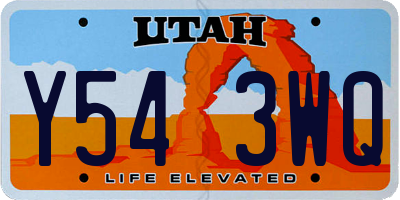 UT license plate Y543WQ