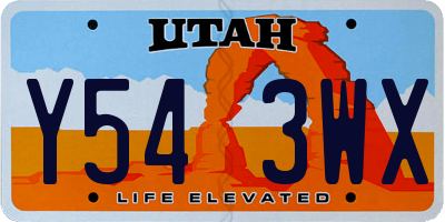 UT license plate Y543WX