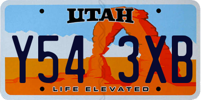 UT license plate Y543XB