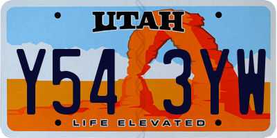 UT license plate Y543YW